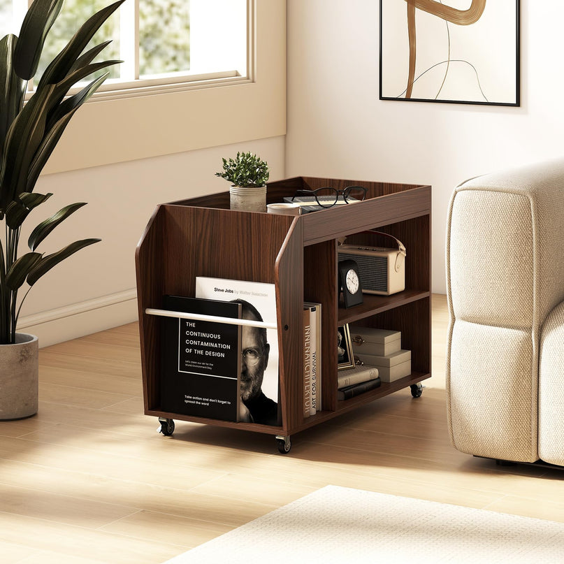 Giantex Rolling End Table with Storage for Study Living Room Bedroom