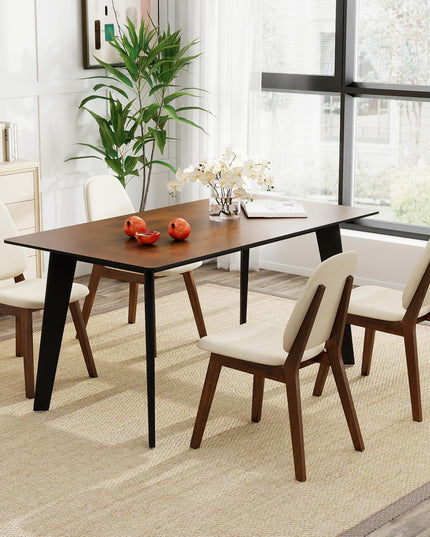 Giantex Wooden Dining Chairs Set of 2/4 Linen Fabric Upholstered Dining Room Chairs