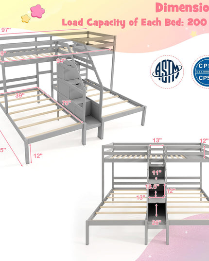 Giantex Twin Over Twin & Twin Bunk Bed for Kids Teens