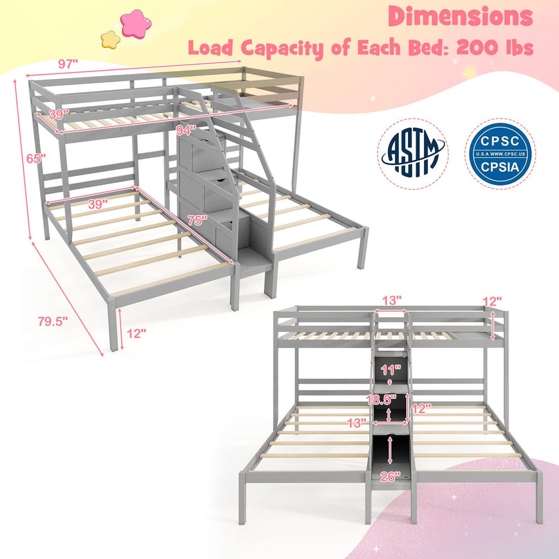 Giantex Twin Over Twin & Twin Bunk Bed for Kids Teens
