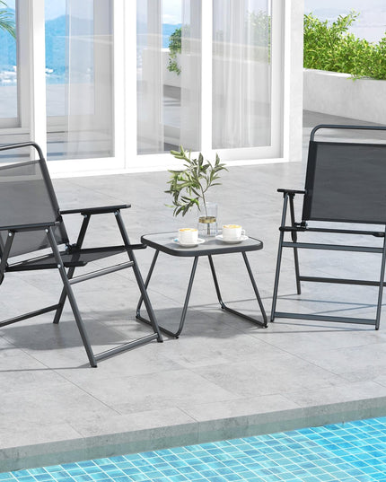 Giantex 3-Piece Patio Bistro Set, Outdoor Folding Chairs & Table Set, Outdoor Conversation Set for Balcony Yard Poolside