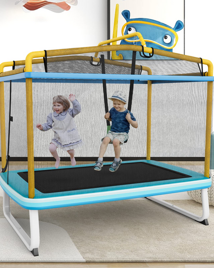 Giantex 6Ft Kids Trampoline with Swing and Horizontal Bar