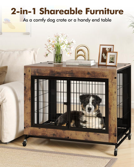Giantex Dog Crate Furniture with Wheels