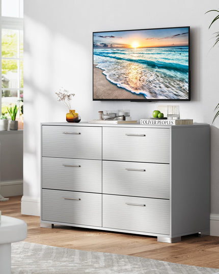Giantex Storage Cabinet with 6 Drawers, Metal Legs & Handles, Anti-Toppling Devices, Grey