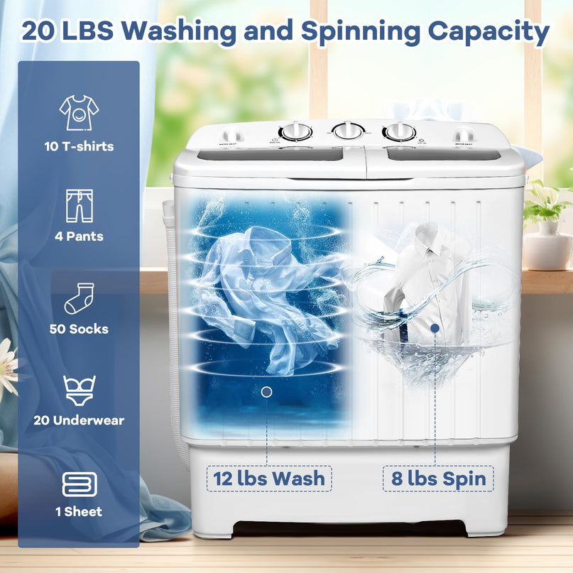 Giantex Portable Washing Machine, 20lbs Washer and Spinner Combo