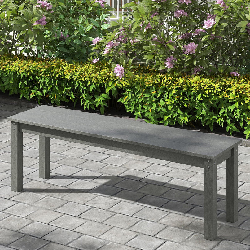 Giantex 55" HDPE Outdoor Bench 2-3 People Weatherproof Backless Patio Garden Benc