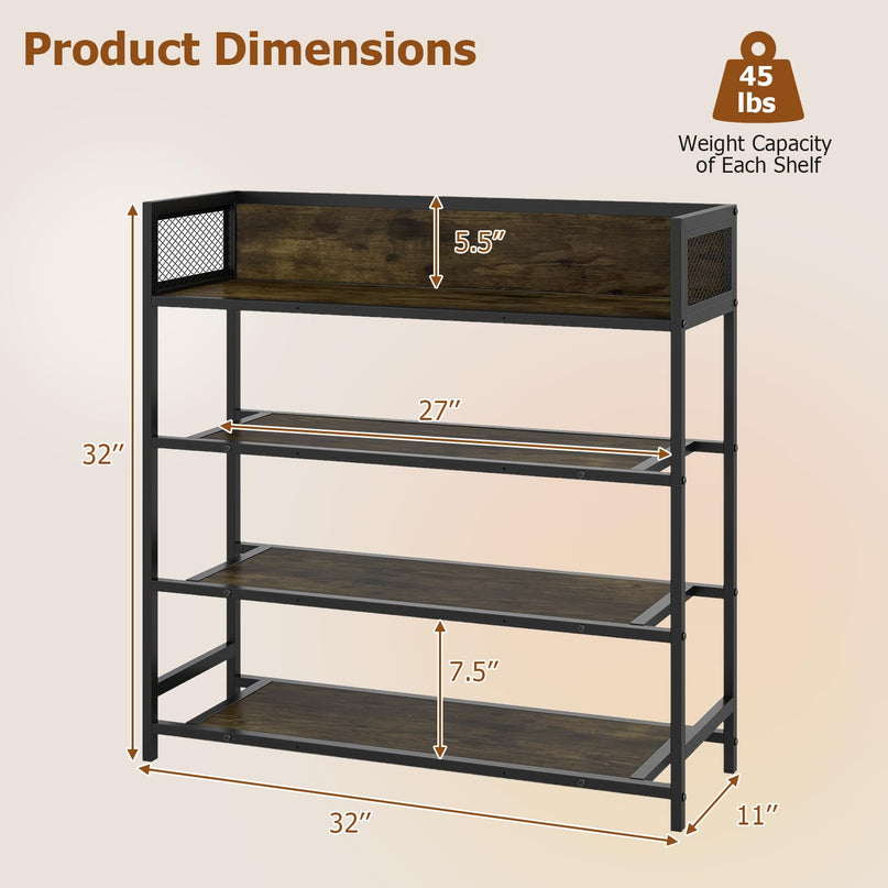Giantex 4-Tier Shoe Rack Industrial Shoe Storage Organizer