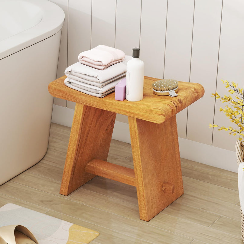 Giantex Teak Shower Bench Stool for Bathroom