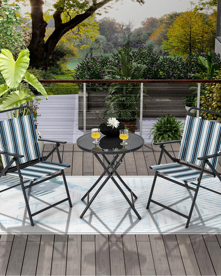 Giantex 3 Pcs Patio Bistro Set, Folding Table and Chairs Set
