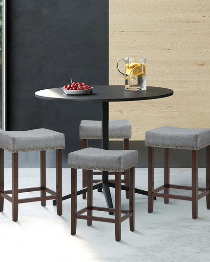 Giantex Backless Counter Height Stools with Brass Nail Head Studs