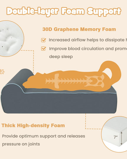 Giantex Orthopedic Dog Bed for Large Dogs, 40" L Memory Foam Dog Sofa Bed with Washable Removable Cove (Gray)
