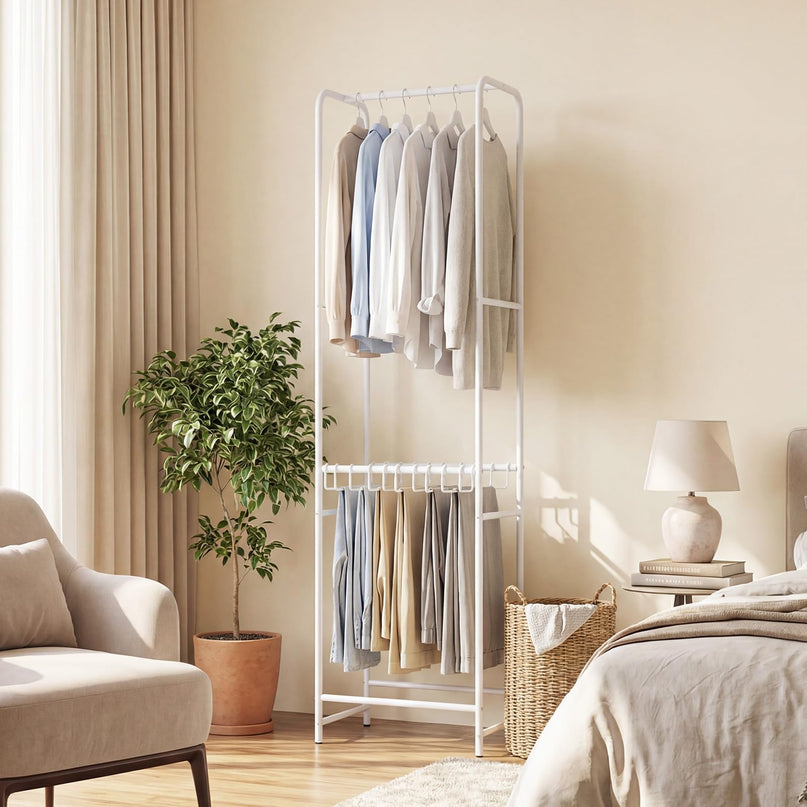 Giantex Clothes Rack with Pants Hanger Heavy-Duty White Garment Rack