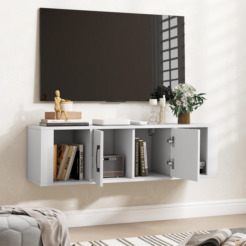 Wall Mounted Storage Cabinet 2 Cube Floating Media Hanging Desk