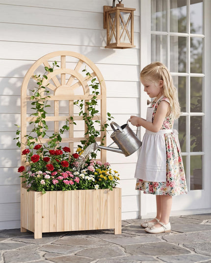Jardinière surélevée d'extérieur Giantex 48" en bois de sapin avec écran d'intimité et trous de drainage