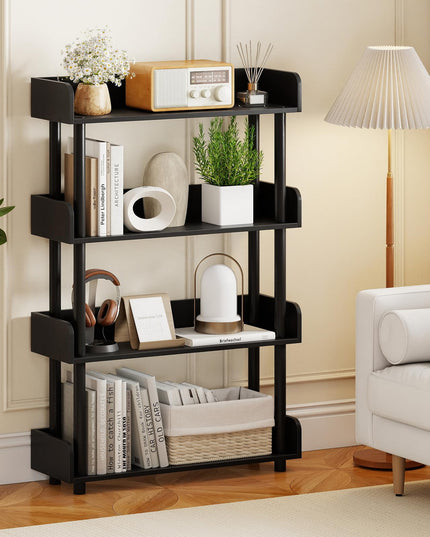 Bibliothèque autonome Giantex avec kit anti-basculement | Bibliothèque noire à 4 étagères pour salon