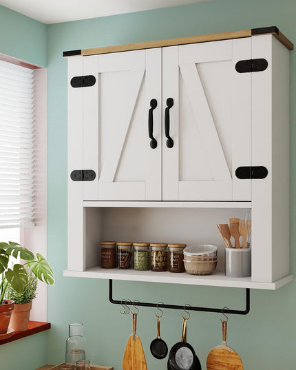 Giantex Bathroom Wall Cabinet with Towel Bar Above Toilet