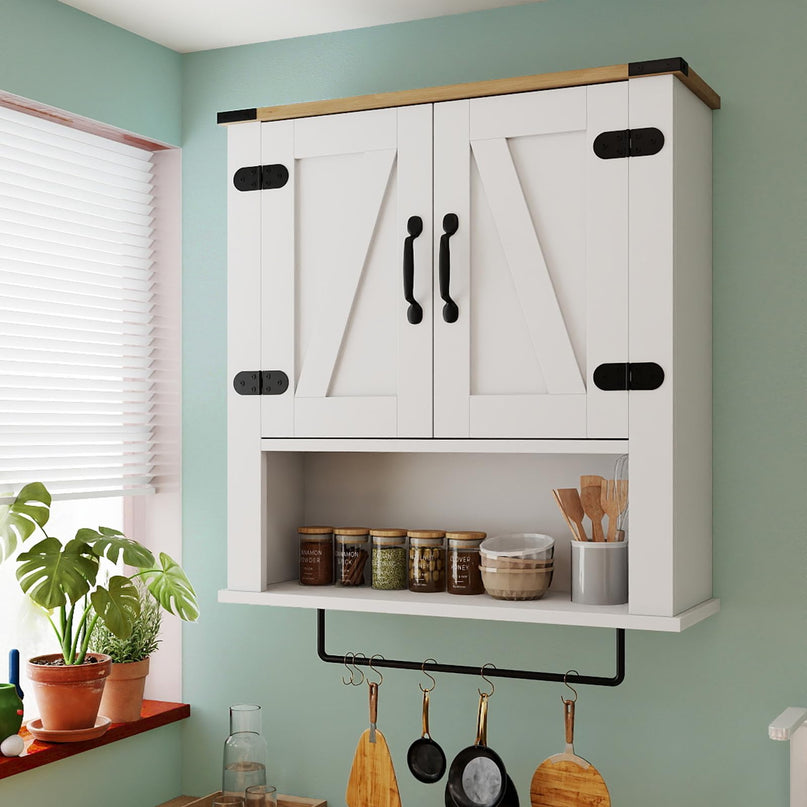 Giantex Bathroom Wall Cabinet with Towel Bar Above Toilet