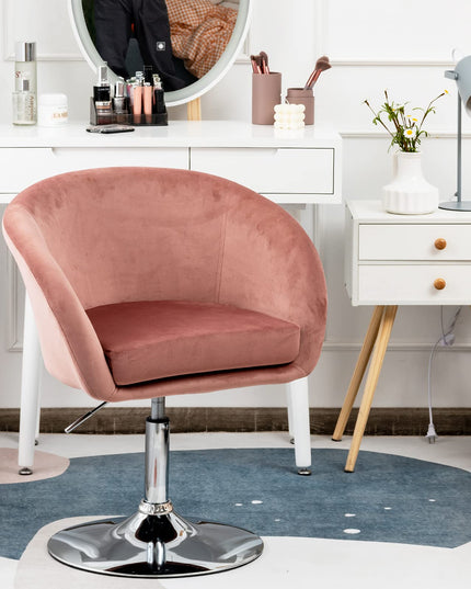 Height Adjustable Modern Velvet Makeup Chair with Chrome Frame