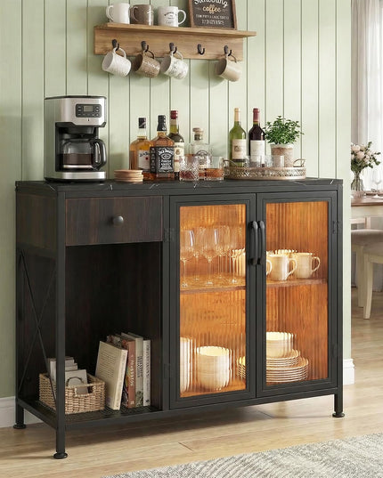 Giantex Buffet Sideboard with Power Outlets and LED Light