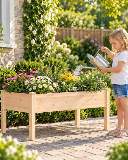GIANTEX 48" Raised Garden Bed with Drainage Holes & Slotted Corner Posts (1/2)