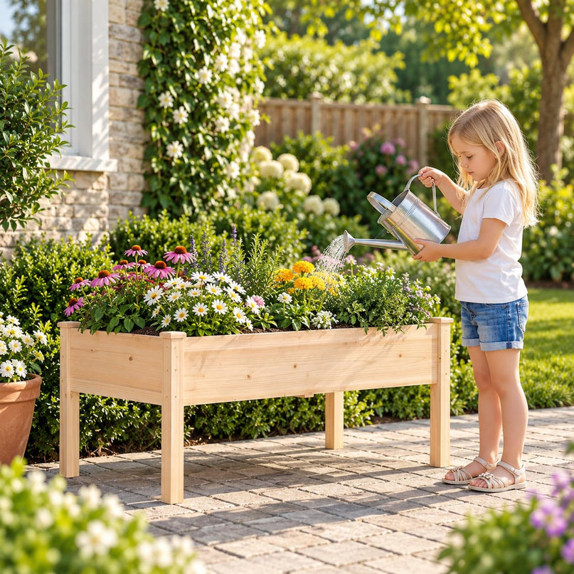 GIANTEX 48" Raised Garden Bed with Drainage Holes & Slotted Corner Posts (1/2)