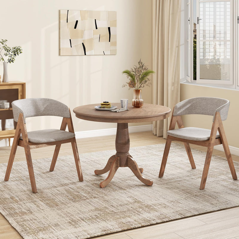 Giantex Wooden Dining Chairs, Modern Padded Kitchen Chairs w/Curved Backrest & Rubber Wood Frame