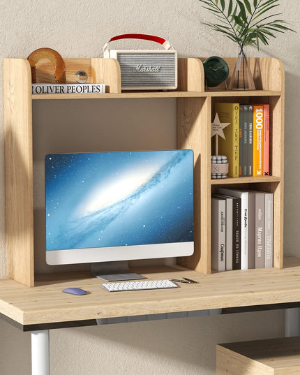 Giantex Desktop Bookshelf, Wood Desk Hutch Organizer for 27 Inch Computer Monitor