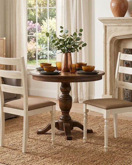 GIANTEX Farmhouse Ladder Back Kitchen Chairs | Upholstered Dining Room Chair w/Soft Padded Seat & Ergonomic Backrest