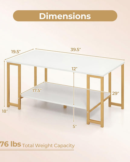Giantex 2-Tier Coffee Table with Storage with Heavy-Duty Metal Frame