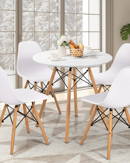 Giantex Dining Table, Round Dining Room Table with Solid Beech Wood Legs