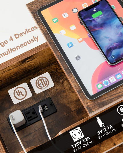Giantex End Table with Charging Station - Lift Top Narrow Side Table