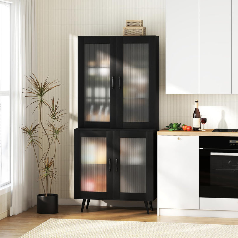 Giantex Kitchen Pantry Cabine with 4 Transparent Doors