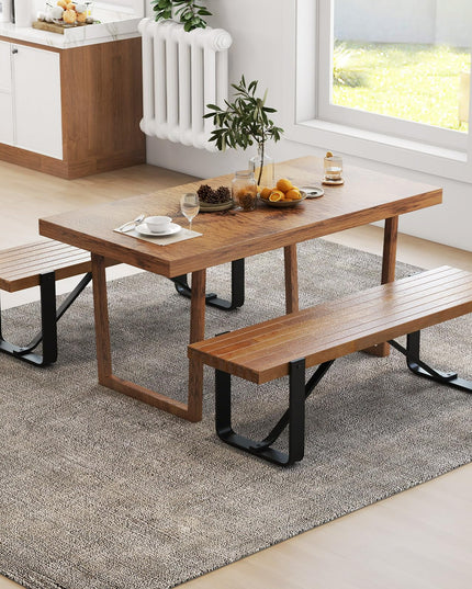 Giantex Dining Bench, 60 Inch Entryway Shoe Rack Bench, Long Kitchen Bench with Metal Frame