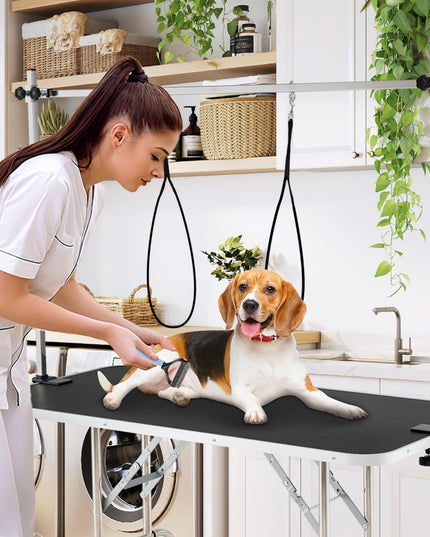 Giantex 47'' Dog Grooming Table with Adjustable Arm & 2 Nooses