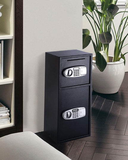Safe Box Security Lock Box with Double Door and Keys, Gun Cash Valuable Storage