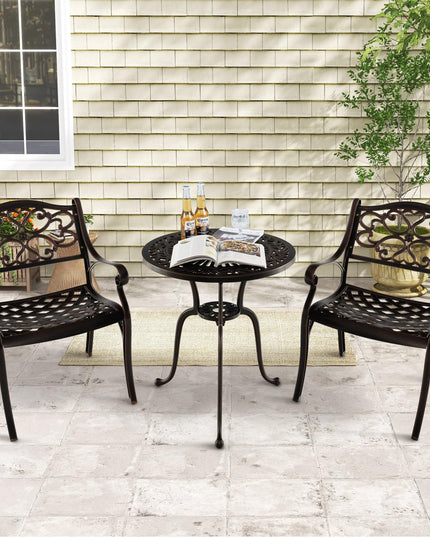 Giantex Cast Aluminum Patio Chairs Set of 2, All Weather Outdoor Dining Chairs w/Armrests and Curved Seats