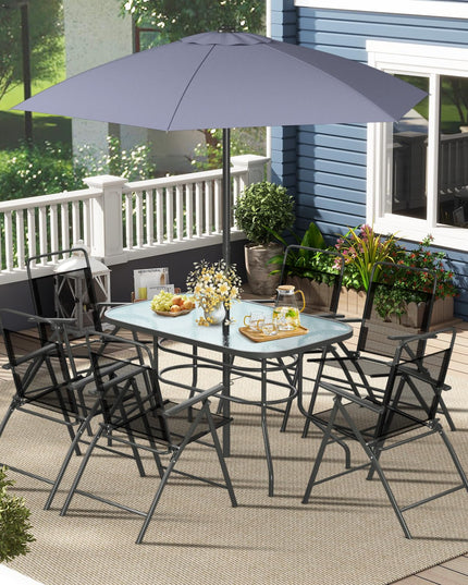 Giantex 6 Pieces Patio Folding Chairs, Outdoor Patio Chairs with Rustproof Metal Frame