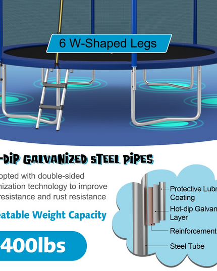 12/14/15/16FT Outdoor Recreational Trampoline for Adults Kids - Giantex