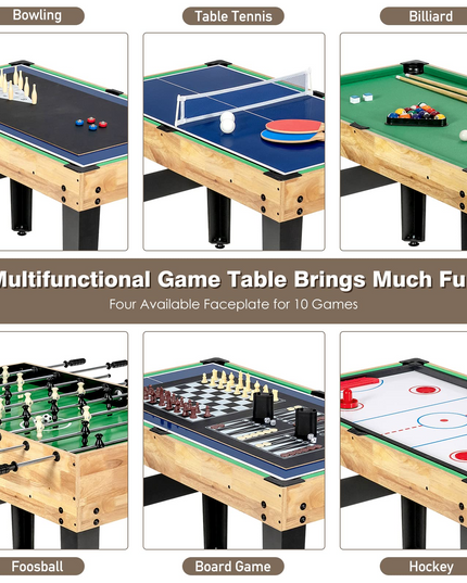 10-in-1 Multi Game Table, Combo Game Table Set w/Hockey - Giantex