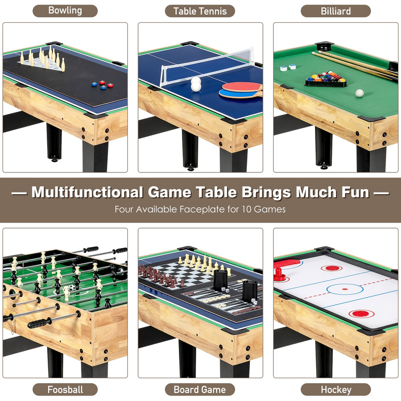 10-in-1 Multi Game Table, Combo Game Table Set w/Hockey - Giantex