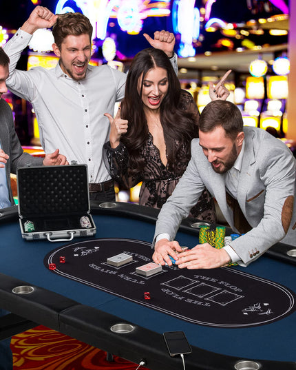 10 Players Poker Table with Cup Holder - Giantex