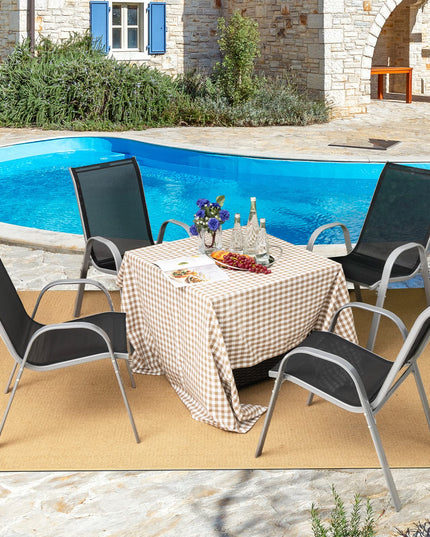 Giantex Set of 4 Patio Chairs, Stackable Outdoor Dining Chairs