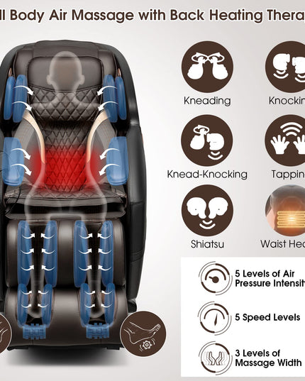 Giantex Massage Chair Full Body - Zero Gravity SL-Track Electric Massage Recliner with Voice Control, Blue-Tooth Speaker