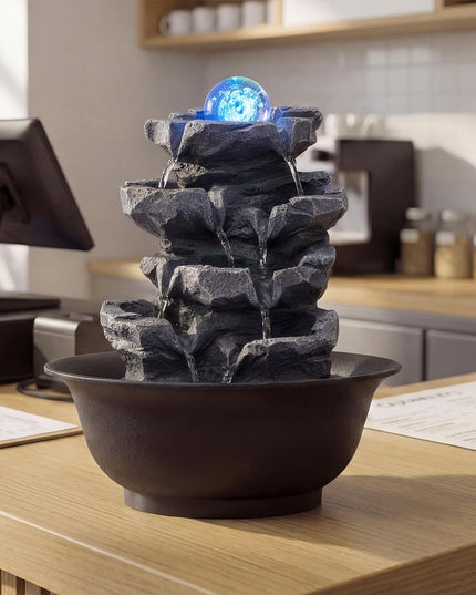 Giantex Stacked Rock Cascade Tabletop Water Fountain for Office Home Relaxation