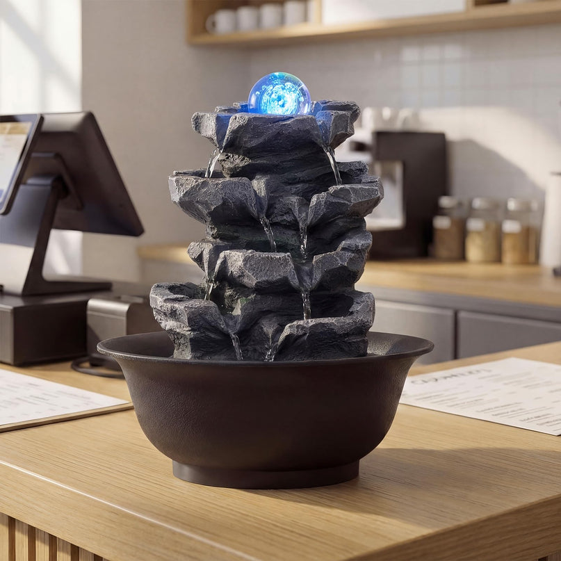 Fontaine à eau de table Giantex Stacked Rock Cascade pour la relaxation au bureau ou à la maison
