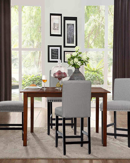 Giantex Upholstered Counter Height Bar Stools w/ Rubber Wood Legs, Breathable Linen Fabric