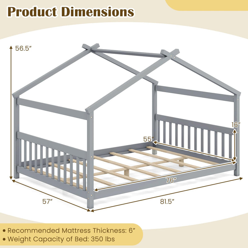 Giantex Full Size Floor Bed for Kids Teens Girls Boys