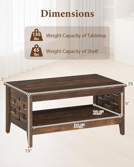 Giantex Farmhouse Coffee Table 2-Tier Center Table