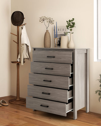 Giantex 5-Drawer Chest Dresser for Bedroom - 41.5" Multipurpose Storage Clothes Organizer