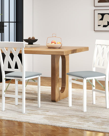 Giantex Folding Dining Chairs Set with PVC Leather for Home Small Space